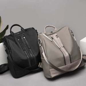 Spring Oxford Cloth Double Zipper Backpack Handbags
