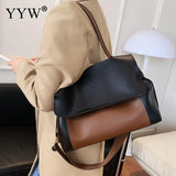 Shoulder Bags Patchwork Contrast Large PU Leather Women's Messenger Totes