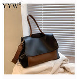 Shoulder Bags Patchwork Contrast Large PU Leather Women's Messenger Totes