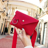 Leather Waist Bag Women's Ring PU Messenger Shoulder Chest Fanny Pack