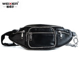 Leather Chain Crossbody Messenger Bag