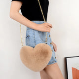 Rex Rabbit Fur Love Bag Peach Heart Bag Chain Bag Shoulder Cross-chain