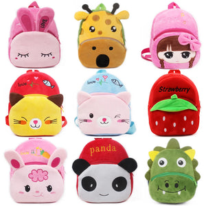 Cartoon Print Plush Kids Backpack Boys Girls School Bag Mini Book Bag