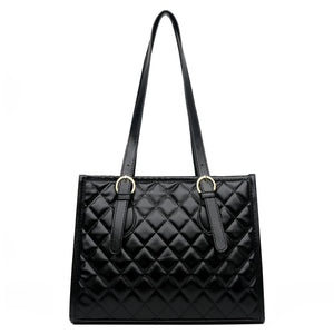 Stylish Quilted PU Leather Shoulder Tote Bag for Women