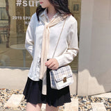 Grid Women Small Square Shoulder Bag Chain Mobile Phone Satchel