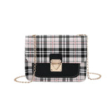Grid Women Small Square Shoulder Bag Chain Mobile Phone Satchel