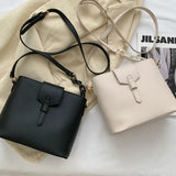 Large Capacity Women's Bucket Bag PU Leather Shoulder Bag Crossbody