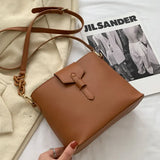 Large Capacity Women's Bucket Bag PU Leather Shoulder Bag Crossbody