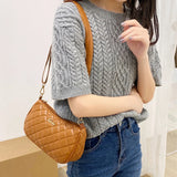 Lattice Pattern PU Shoulder Bag Portable Female Totes Leather Hand Bags