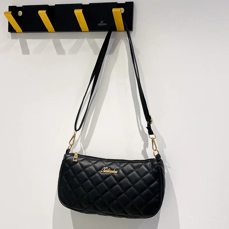 Lattice Pattern PU Shoulder Bag Portable Female Totes Leather Hand Bags