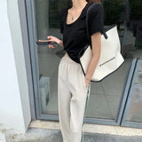 Canvas Shoulder Bag for Women High Shoppers Totes Casual Girls Female