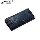 Crocodile Grain Long Ladies Purse High Leather Wallet