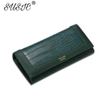 Crocodile Grain Long Ladies Purse High Leather Wallet