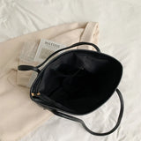 Solid PU Leather Shoulder Tote Bag Large Capacity Tote