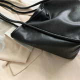 Solid PU Leather Shoulder Tote Bag Large Capacity Tote