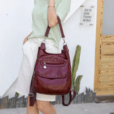 Multifunctional Leather Backpack Women's Shoulder Bag