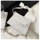 Pink Lace Tote Vintage Women Bag High Lady Handbag Chain Shoulder