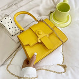 Women's Pu Shoulder Bag with Chain Strap and Small Square Purse