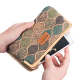 Wood Grain Chain Long High Phone Holder Classic Female Purse Zipper Wallet