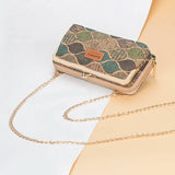 Wood Grain Chain Long High Phone Holder Classic Female Purse Zipper Wallet