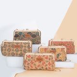 Wood Grain Chain Long High Phone Holder Classic Female Purse Zipper Wallet