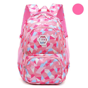 Pink Geometric Pattern Women Backpack for Teenage Girls