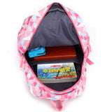 Pink Geometric Pattern Women Backpack for Teenage Girls