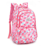 Pink Geometric Pattern Women Backpack for Teenage Girls