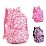 Pink Geometric Pattern Women Backpack for Teenage Girls