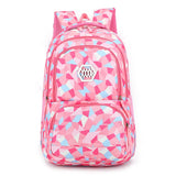 Pink Geometric Pattern Women Backpack for Teenage Girls