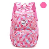 Pink Geometric Pattern Women Backpack for Teenage Girls