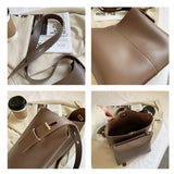 Vintage Messenger Bucket Bags for Women, Casual Solid Composite Bags