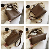 Vintage Messenger Bucket Bags for Women, Casual Solid Composite Bags