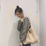 Retro Knitted Woven Vest Bag Portable Shoulder Bag for Women