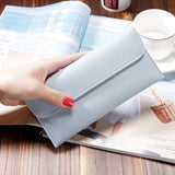 Red Zipper Women's Wallet Slim Clutch Soft PU Leather
