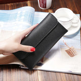 Red Zipper Women's Wallet Slim Clutch Soft PU Leather