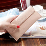 Red Zipper Women's Wallet Slim Clutch Soft PU Leather