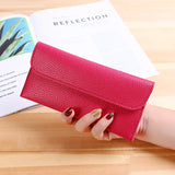 Red Zipper Women's Wallet Slim Clutch Soft PU Leather