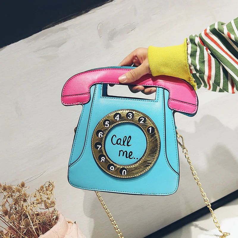 Telephone Shaped Shoulder Bag Retro Crossbody