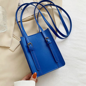 Small Square Shoulder Bag Solid PU Leather Crossbody Ladies Bag