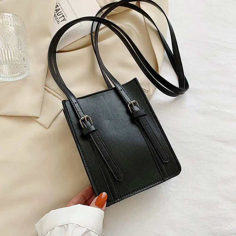 Small Square Shoulder Bag Solid PU Leather Crossbody Ladies Bag