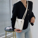 Small Square Shoulder Bag Solid PU Leather Crossbody Ladies Bag