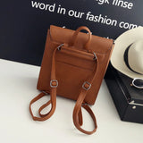 Women Backpack PU Leather Retro Female Bag Schoolbags Teenage