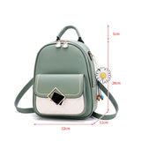 Women Backpack PU Leather Schoolbag Teenager Girls Preppy Style Solid