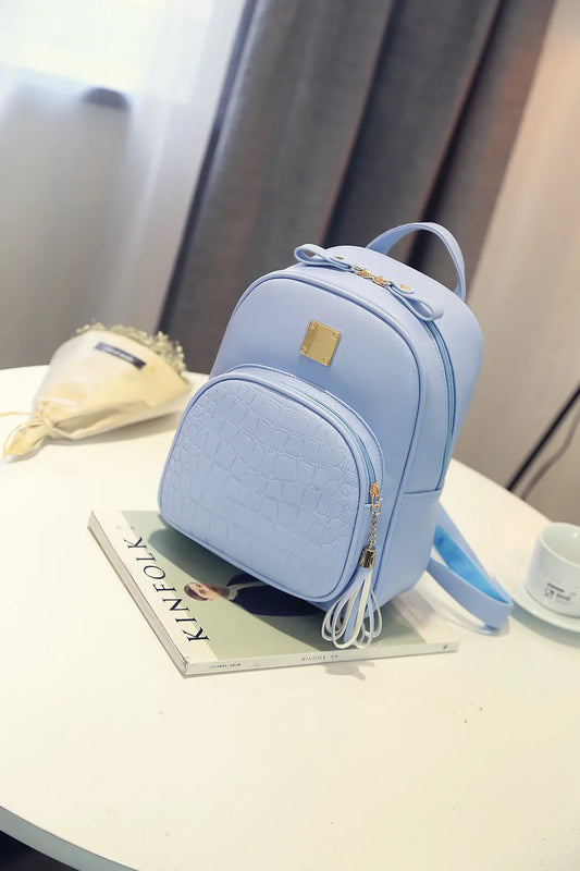 PU Leather Schoolbag for Teenager Girls Female Preppy Style