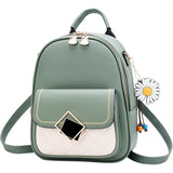 Women Backpack PU Leather Schoolbag Teenager Girls Preppy Style Solid