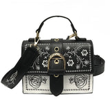 Vintage Flower Girls Bags PU Leather Women Messenger Bags