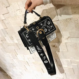 Vintage Flower Girls Bags PU Leather Women Messenger Bags