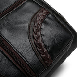 Women Braided PU Shoulder Messenger Bag Multi-pocket Solid Handbag