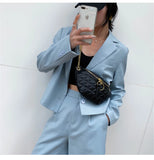 Women Chest Bag PU Leather Waist Bag Chain Pocket Messenger Bag Fanny Packs Trav